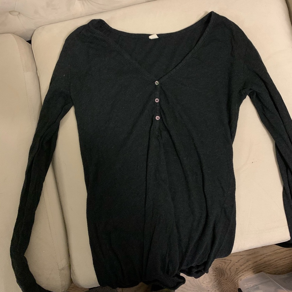 Dark Grey TNA Button Up Long Sleeve